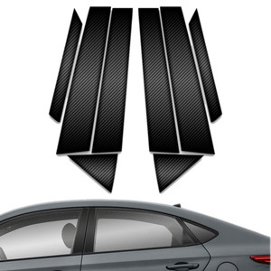 8pc Carbon Fiber Pillar Post Covers for 2018-2023 Hyundai Accent Sedan