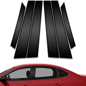6pc Carbon Fiber Pillar Post Covers for 2007-2010 Hyundai Elantra Sedan