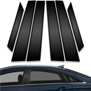 6pc Carbon Fiber Pillar Post Covers w/Diagonal for 2011-2014 Hyundai Sonata