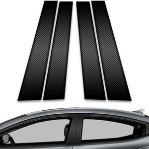 4pc Carbon Fiber Pillar Post Covers for 2011-2015 Hyundai Elantra Sedan