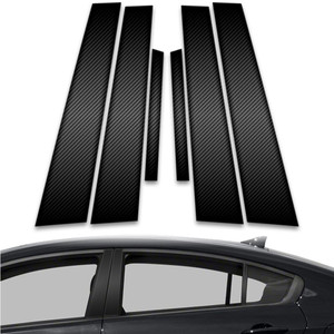6pc Carbon Fiber Pillar Post Covers for 2014-2018 Kia Forte 4dr