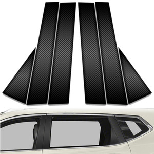 6pc Carbon Fiber Pillar Post Covers for 2014-2021 Nissan Rogue