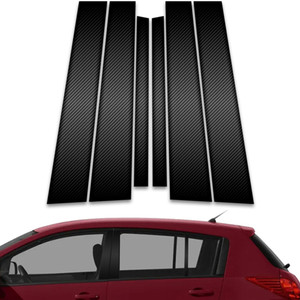 6pc Carbon Fiber Pillar Post Covers for 2007-2012 Nissan Versa Hatchback