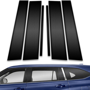 6pc Carbon Fiber Pillar Post Covers for 2020-2023 Toyota Highlander
