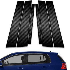 6pc Carbon Fiber Pillar Post Covers for 2006-2008 Volkswagen Rabbit