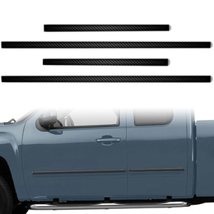 4pc Carbon Fiber 1" Body Side Molding Trim for 2009-2013 Chevy Silverado Ext Cab