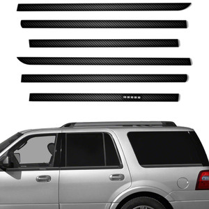 6pc Carbon Fiber Window Sill Trim for 2003-2017 Ford Expedition w/Keypad Cutout
