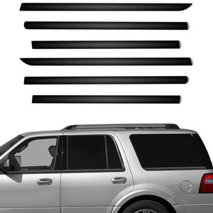 6pc Carbon Fiber Window Sill Trim for 07-17 Ford Expedition Limited w/o Keypad