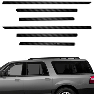 6pc Carbon Fiber Window Sill Trim for 07-17 Ford Expedition EL w/Keypad Cutout