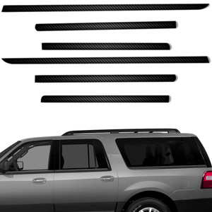 6pc Carbon Fiber Window Sill Trim for 2007-17 Ford Expedition EL w/o Key Cutout