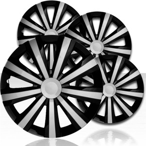 15" Black & Silver Wheel Covers for Alloy Wheels 'Jetta' Style (Set of 4)