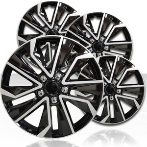 16" Black & Silver 5 V Spoke Wheel Covers for Alloy Wheels (Set of 4)