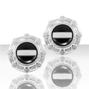 Set of 2 Push-On Front Center Caps for 2017-2024 Ford F-250 - Chrome