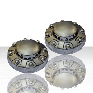 Set of 2 Bolt-On Front Center Caps for 2019-2025 Ram 3500 Tradesman - Chrome