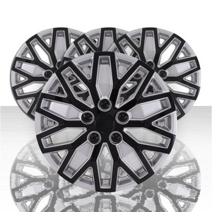 Set of 4 10 Y Spoke Style Snap-On Wheel Covers for 15-inch Wheels - Silver Black