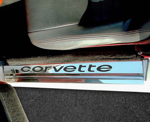 2pc Door Sills w/Brushed Black "Corvette" Inlay for 1978-1982 Chevy Corvette