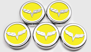 5pc Cap Covers w/Yellow Crossed Flag for 05-13 Chevy Corvette Auto 2dr/Conv.