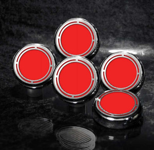 5pc Fluid Cap Covers w/Bright Red Inlay for 97-13 Chevy Corvette Auto 2dr/Conv.