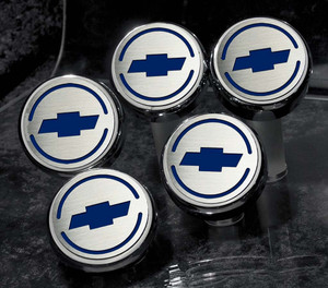 5pc Fluid Cap Covers w/Dark Blue Bowtie Logo for 1997-2013 Chevy Corvette Auto