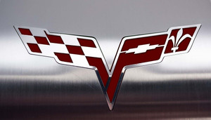 Alternator Cover w/Garnet Red Crossed Flags for 2005-2013 Chevy Corvette