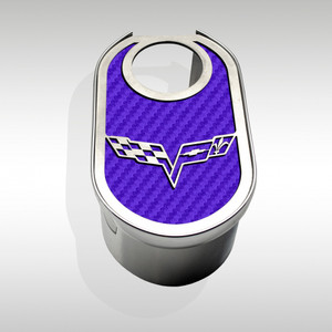 Master Cylinder Cover w/Purple Carbon Fiber Flags Logo for 05-08 Chevy Corvette