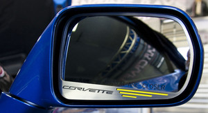 2pc "Corvette" Side Mirror Trim w/Yellow Inlay for 2014-2019 Chevy Corvette