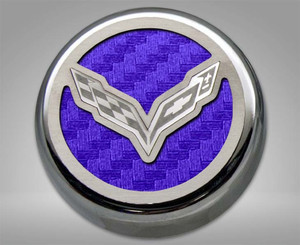 5pc Cap Covers w/Purple Carbon Fiber Flag Logo for 14-19 Chevy Stingray Auto