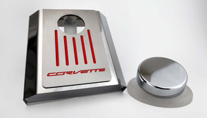 Master Cylinder Cover w/Red Carbon Fiber "Corvette" for 14-19 Corvette Manual