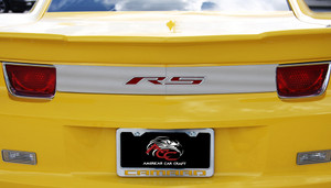 Brushed Trunk Lid Plate w/Garnet Red "RS" for 2010-13 Chevy Camaro RS 2dr/Conv.