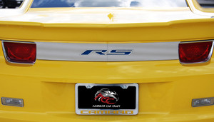 Polished Trunk Lid Plate w/Dark Blue "RS" for 2010-13 Chevy Camaro RS 2dr/Conv.