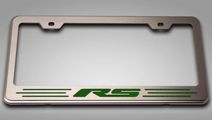 Liscense Plate Frame w/Green Carbon Fiber "RS"