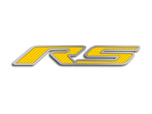 Hood Emblem w/Yellow Carbon Fiber "RS" for 2010-2020 Chevy Camaro RS