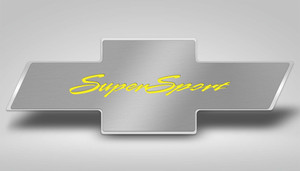 Hood Badge w/Yellow "Super Sport" Emblem for 2010-2015 Chevy Camaro SS