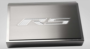 Polished Fuse Box Cover w/White Carbon Fiber "RS" for 16-21 Chevy Camaro RS V6