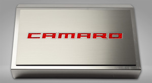 2pc Polished Fuse Box Cover w/Red Carbon Fiber "Camaro" for 16-21 Chevy Camaro