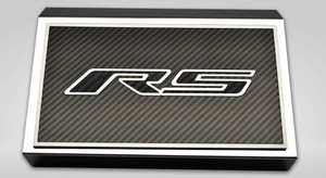 Polished Fuse Box Cover w/Black Carbon Fiber "RS" CF Top Plate for 16-21 Camaro