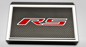 Brushed Fuse Box Cover w/Red Carbon Fiber "RS" CF Top Plate for 16-21 Camaro RS