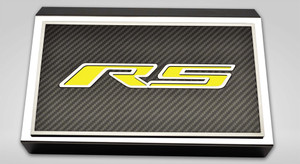 Brushed Fuse Box Cover w/Yellow "RS" CF Top Plate for 16-21 Chevy Camaro RS V6