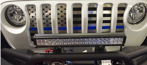 Front Grille w/Thin Blue Line American Flag Style for 2018-2023 Jeep Wrangler JL