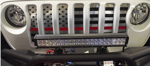 Front Grille w/Thin Red Line American Flag Style for 2018-2023 Jeep Wrangler JL