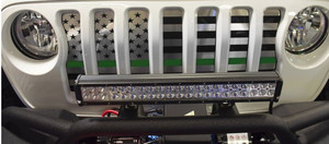 Front Grille w/Thin Green Line American Flag Style for 2018-23 Jeep Wrangler JL