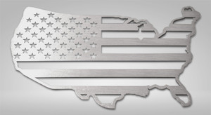 1pc Polished Emblem w/USA Flag Map Style