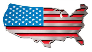 1pc Polished Emblem w/Red White & Blue USA Flag Map Style