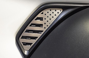 2pc Polished Side Vent Accents w/Flag Style for 18-20 Jeep Wrangler JL