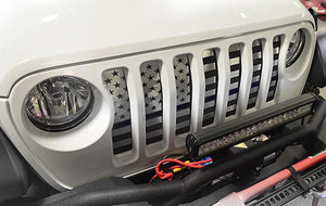 Brushed Front Grille w/American Flag Style for 2018-23 Jeep Wrangler JL
