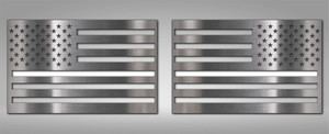 2pc Brushed Emblem w/American Flag Style