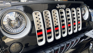 Front American Flag Grille Thin Red Line for 2007-2018 Jeep Wrangler JK
