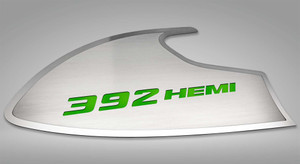 Door Badges w/Synergy Green "392 HEMI" Inlay for 2015-2023 Dodge Challenger