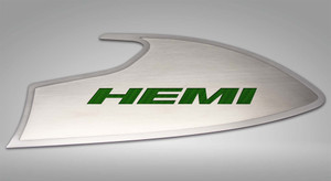 Door Badges w/Green Carbon Fiber "HEMI" Inlay for 2015-2023 Dodge Challenger