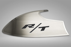 Door Badges w/Brushed Black "R/T" Inlay for 2015-2023 Dodge Challenger